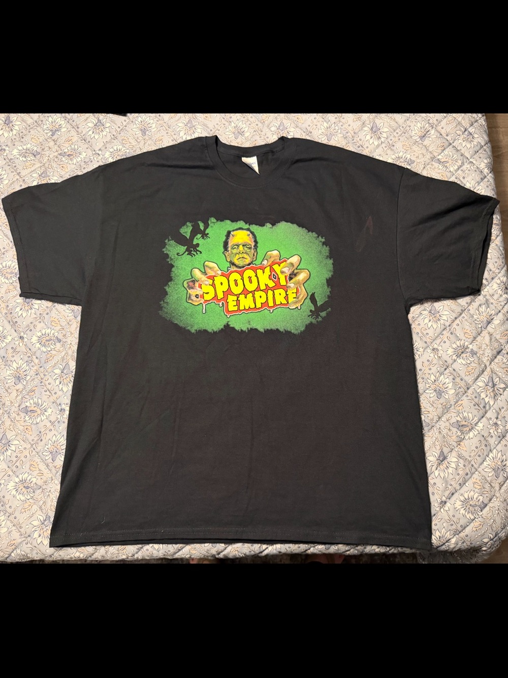 Spooky Empire Mayhem horror Graphic Tee - Black with Green & Yellow Print